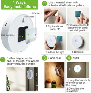 Motion Sensor Light for Home with USB Charging Wireless Self Adhesive LED Night Light	(Pack Of 2)