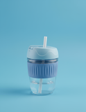Glass Tumbler with Airtight Lid and Straw