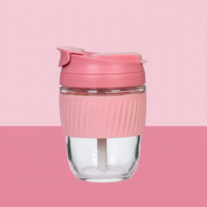 Glass Tumbler with Airtight Lid and Straw