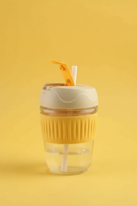 Glass Tumbler with Airtight Lid and Straw