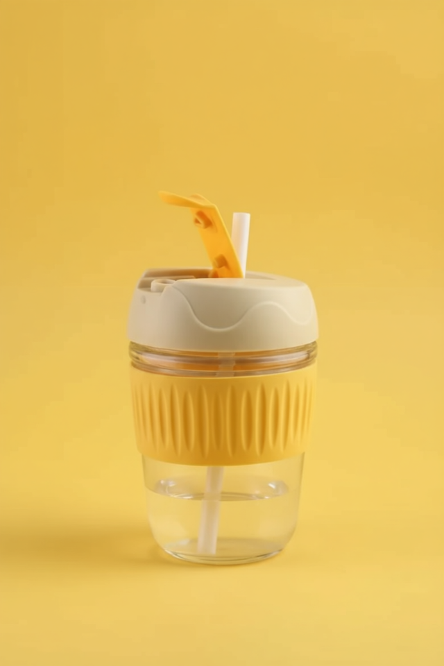 Glass Tumbler with Airtight Lid and Straw